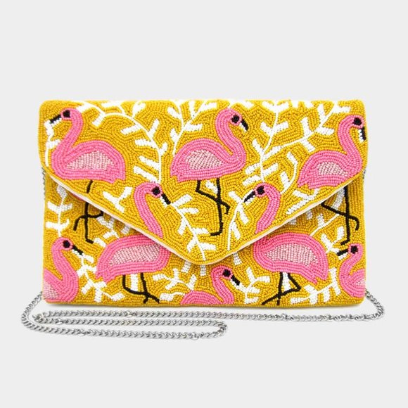 Handbags - • Seed Bead Flamingo Cross body / Clutch Bag